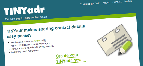 TINYadr - the easy way to share contact details
